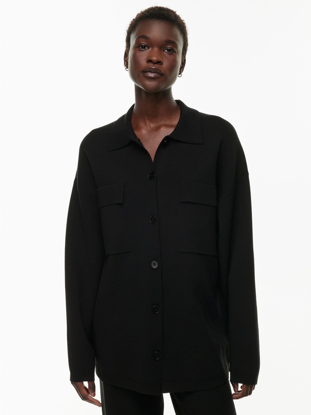 Babaton Black Button-Front Oversized Jacket